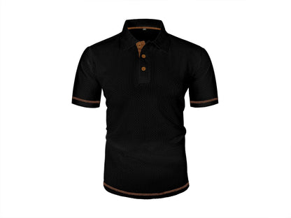 Calviero | Textured Button Polo Shirt