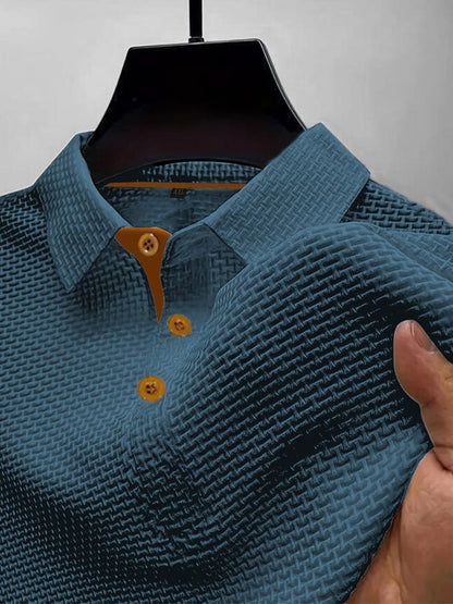 Calviero | Textured Button Polo Shirt
