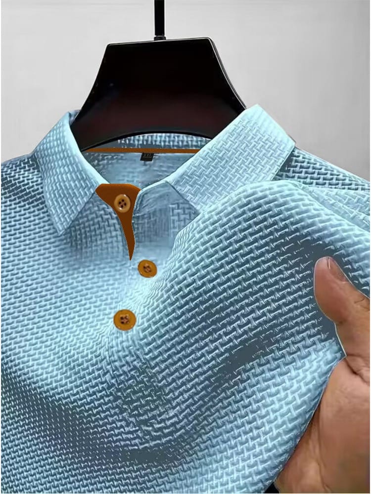 Calviero | Textured Button Polo Shirt