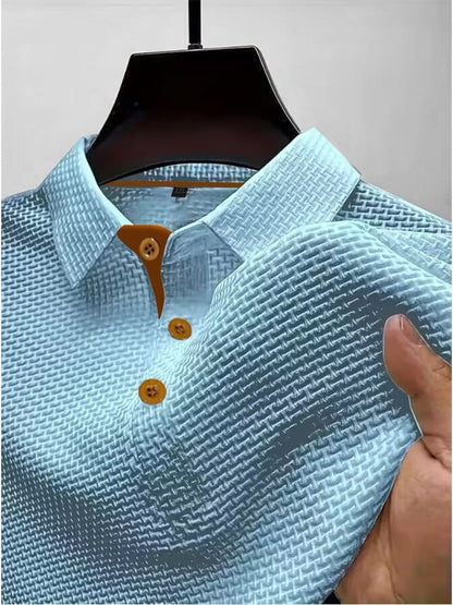 Calviero | Textured Button Polo Shirt