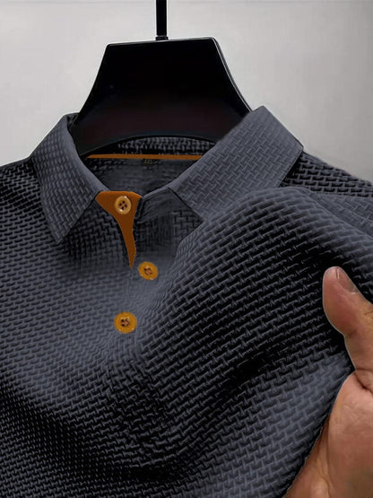 Calviero | Textured Button Polo Shirt