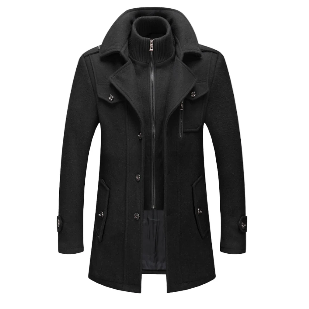 Kendric | Layered High Neck Mid Length Coat