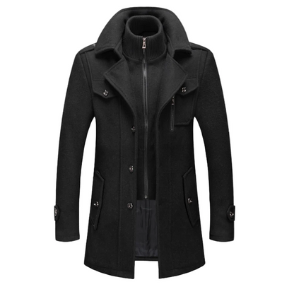 Kendric | Layered High Neck Mid Length Coat