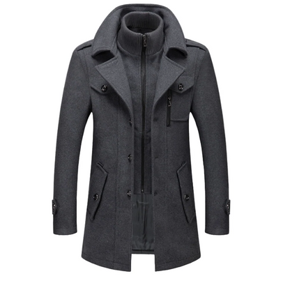 Kendric | Layered High Neck Mid Length Coat