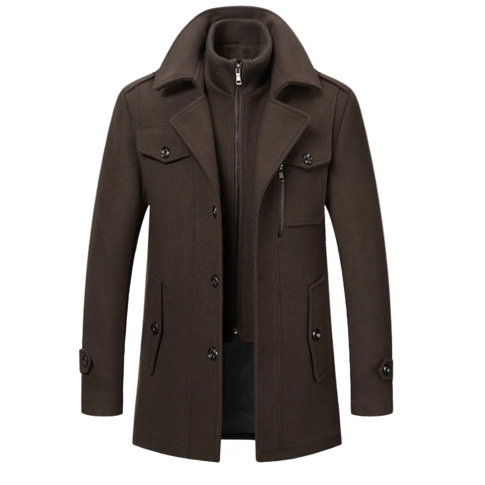 Kendric | Layered High Neck Mid Length Coat