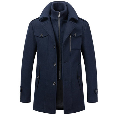 Kendric | Layered High Neck Mid Length Coat