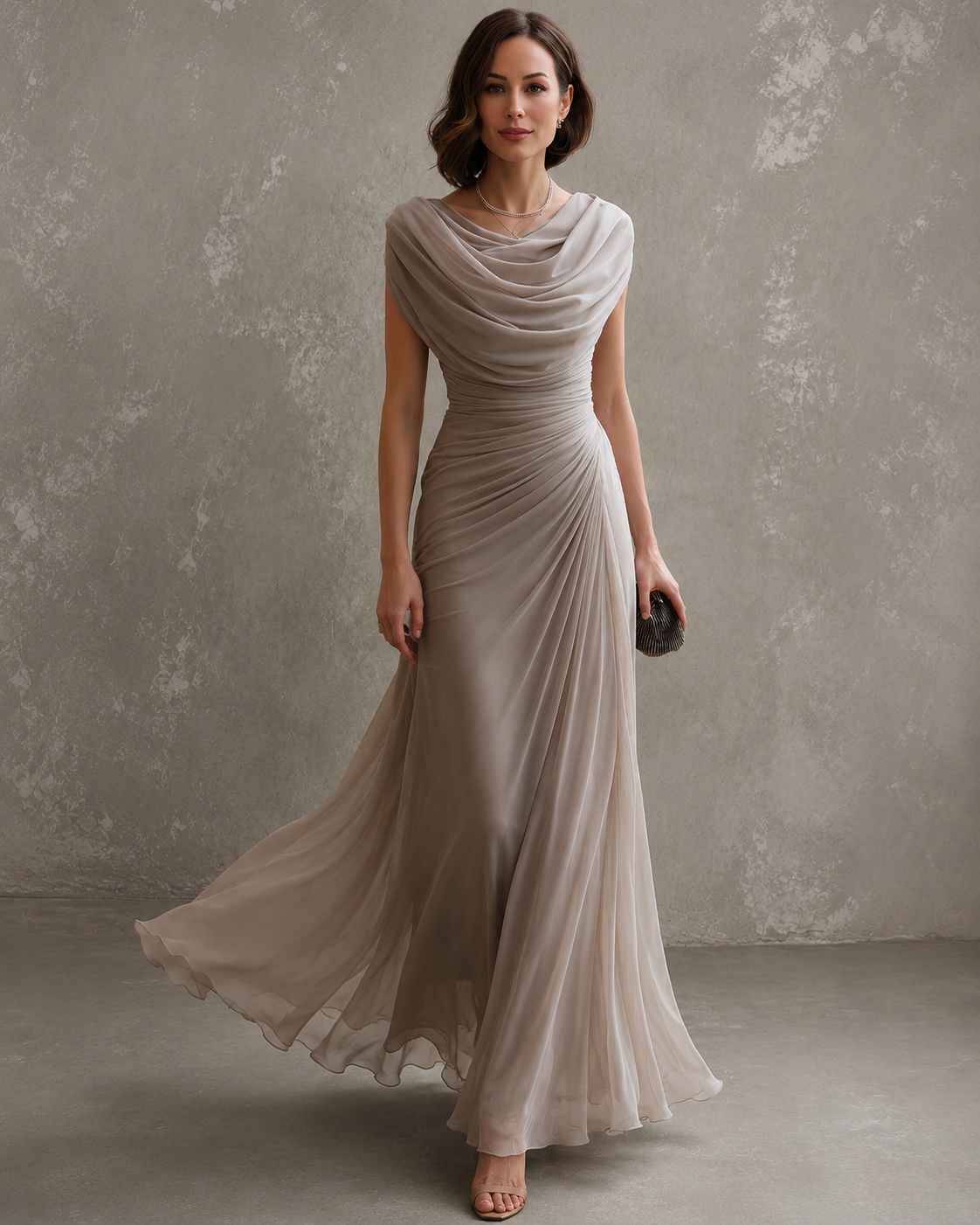 Varenna | Flowing Draped Evening Maxi Dress