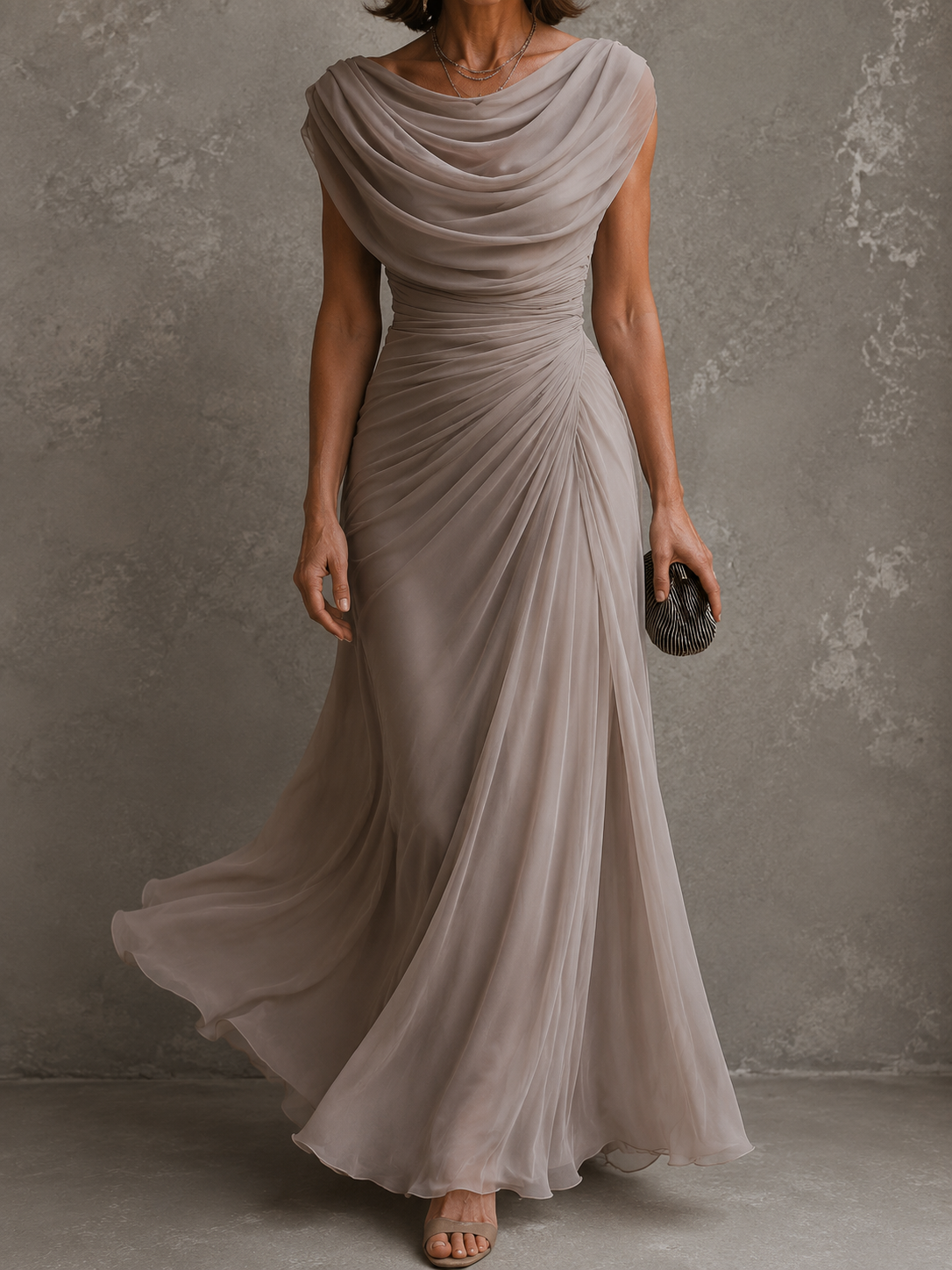 Varenna | Flowing Draped Evening Maxi Dress