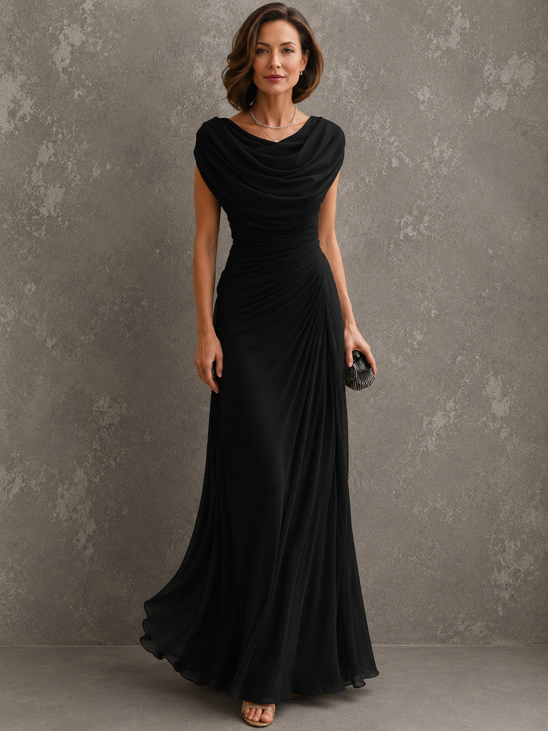 Varenna | Flowing Draped Evening Maxi Dress