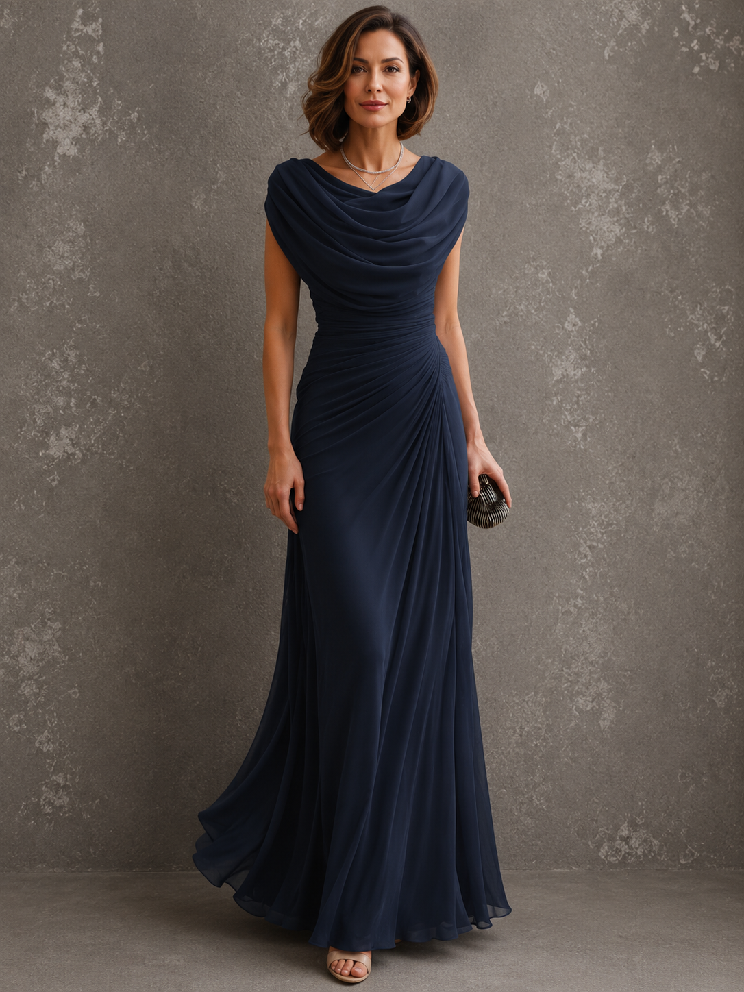 Varenna | Flowing Draped Evening Maxi Dress