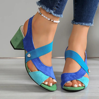Zyvelle | Cross Strap Block Heel Sandals