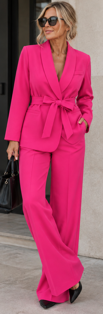 Loretta | Tailored Tie Waist Two Piece Pantsuit