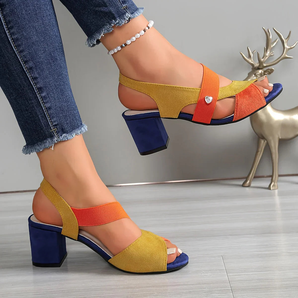 Zyvelle | Cross Strap Block Heel Sandals
