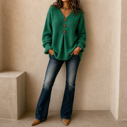 Elysia | Cosy V Neck Relaxed Sweater