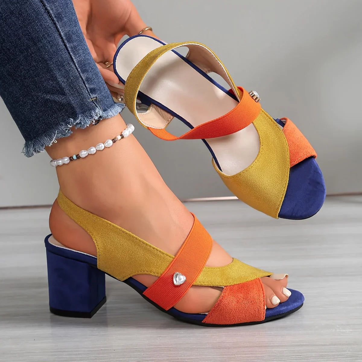 Zyvelle | Cross Strap Block Heel Sandals
