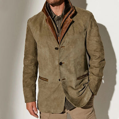 Falkner | Contrast Trim Suede Effect Blazer