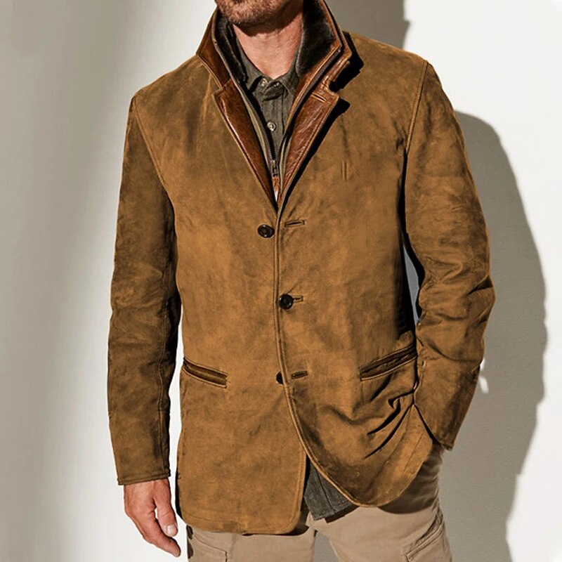 Falkner | Contrast Trim Suede Effect Blazer