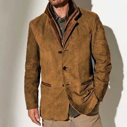 Falkner | Contrast Trim Suede Effect Blazer