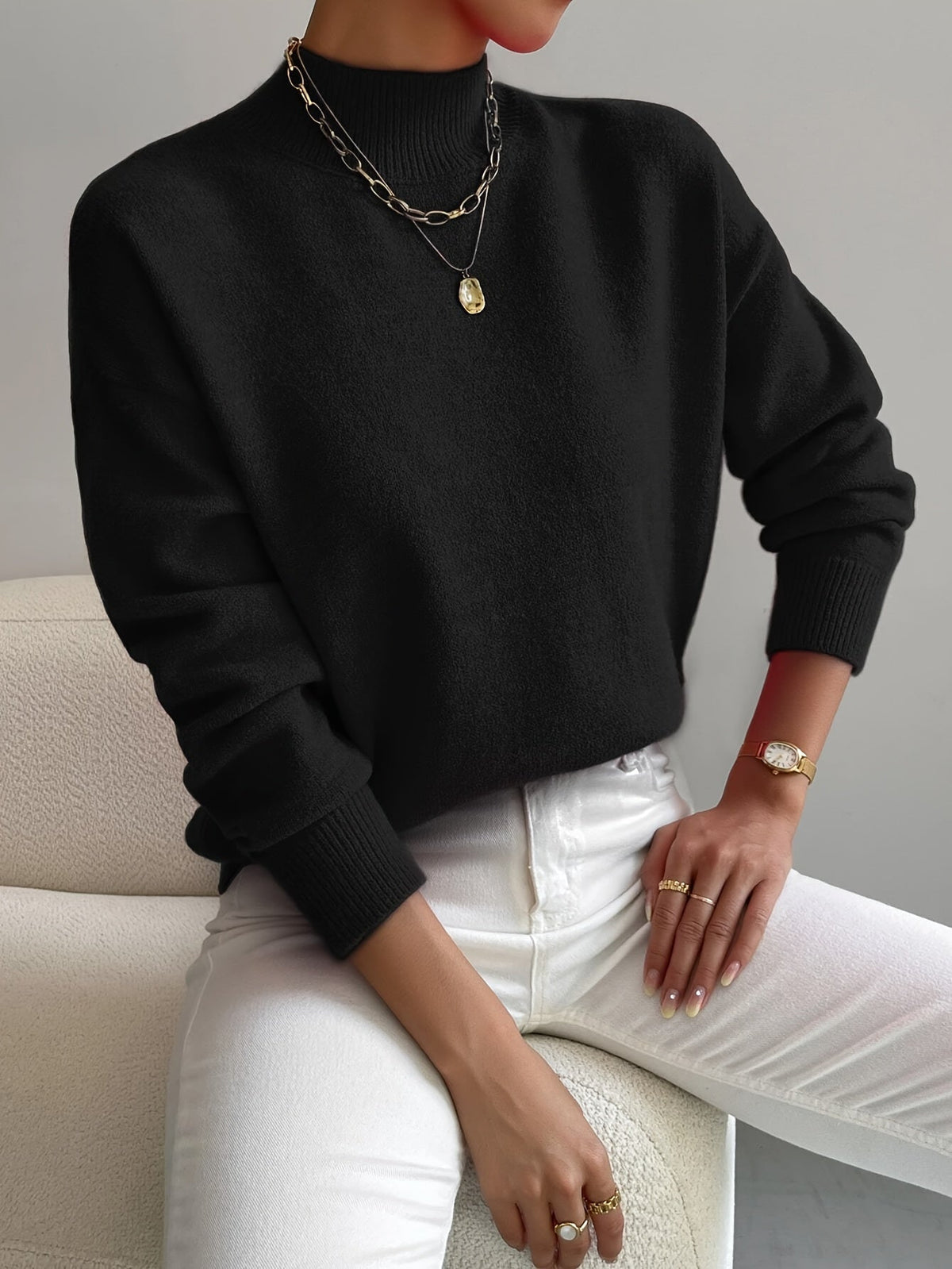 Ullara | Soft Mock Neck Knit Sweater
