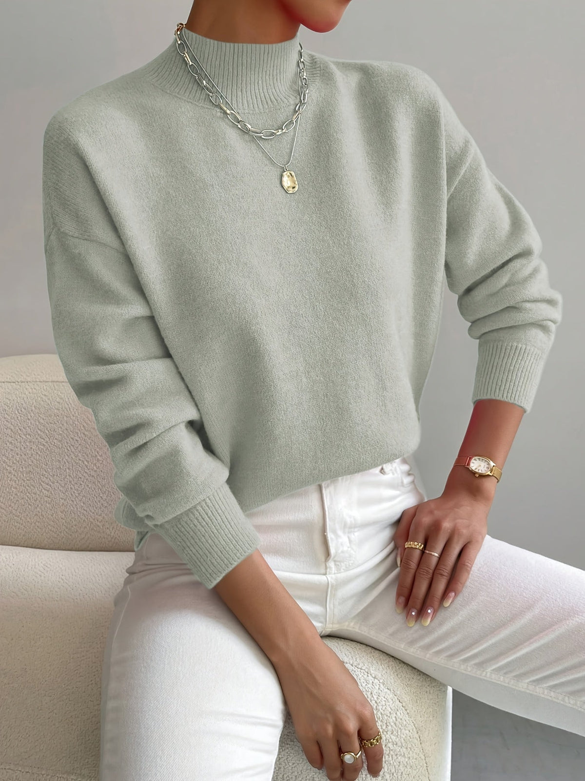 Ullara | Soft Mock Neck Knit Sweater