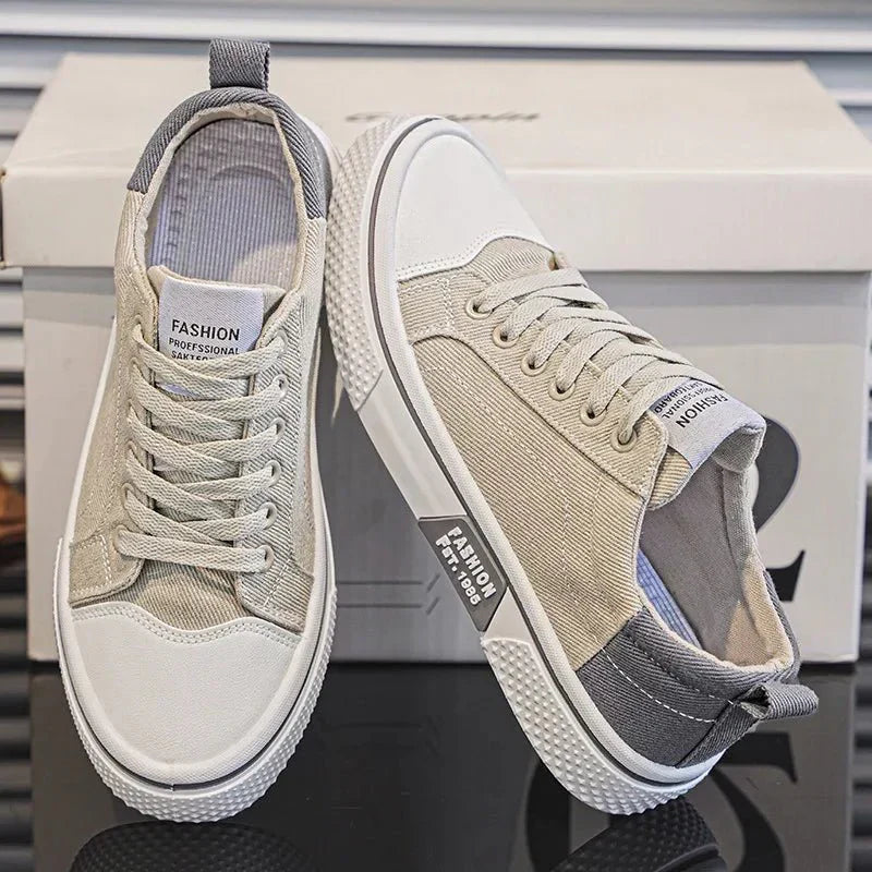 Corvexis | Contrast Panel Casual Canvas Sneakers