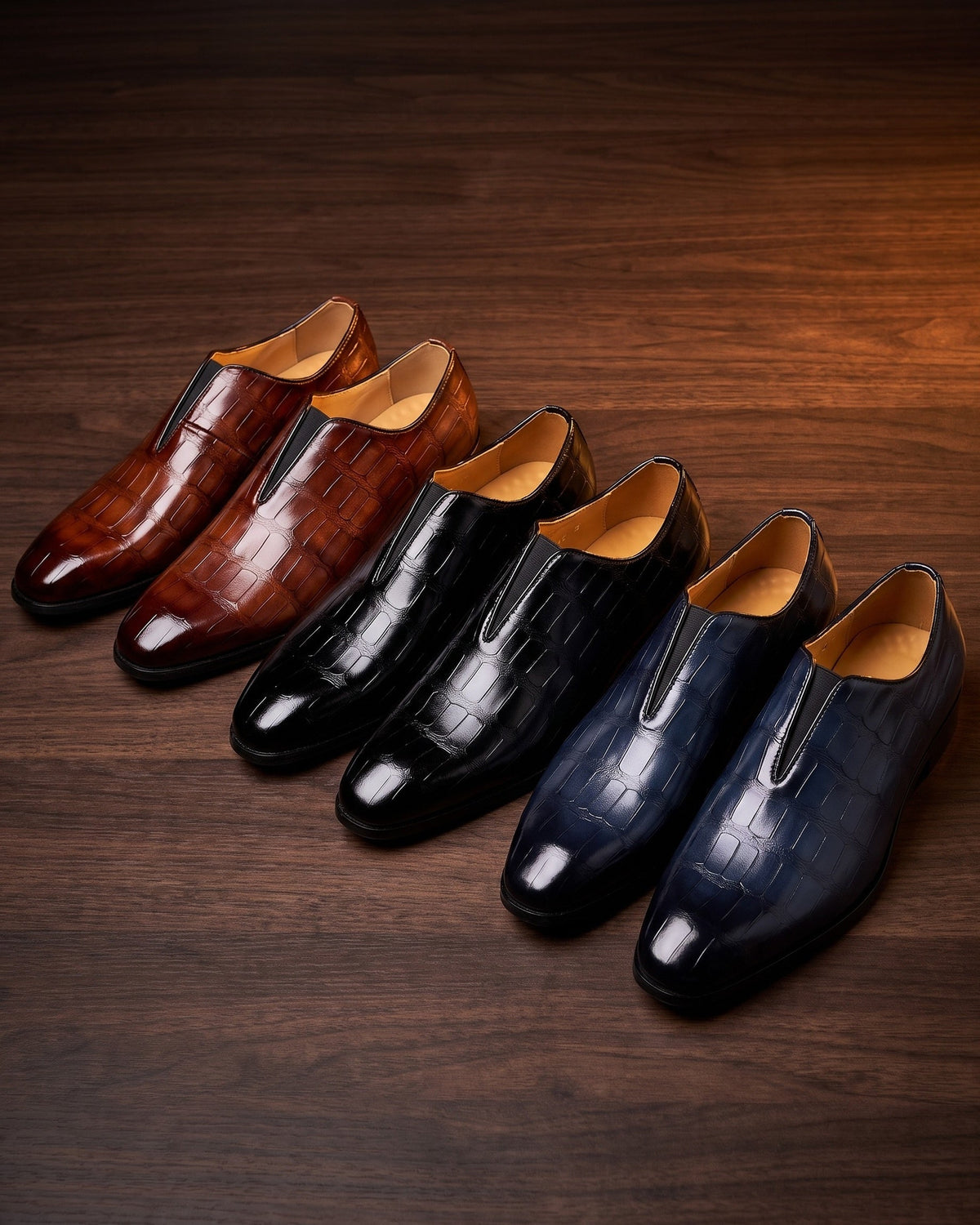 Raffin | Elegant Croc Texture Slip On Shoes