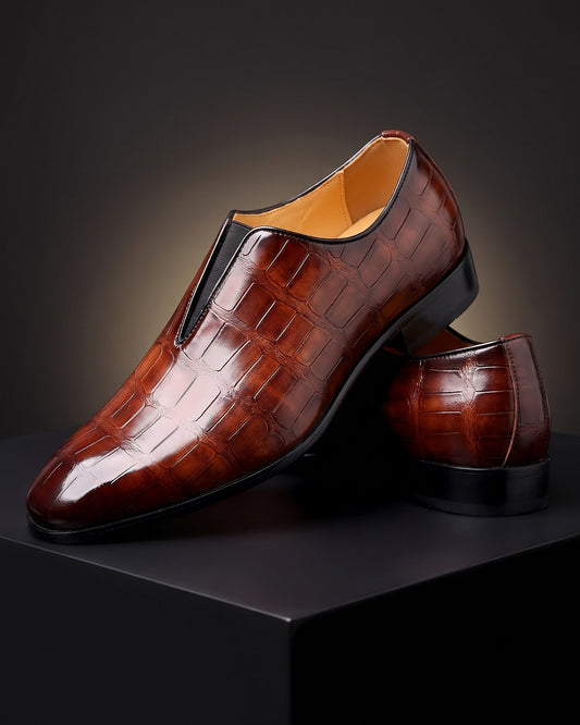 Raffin | Elegant Croc Texture Slip On Shoes