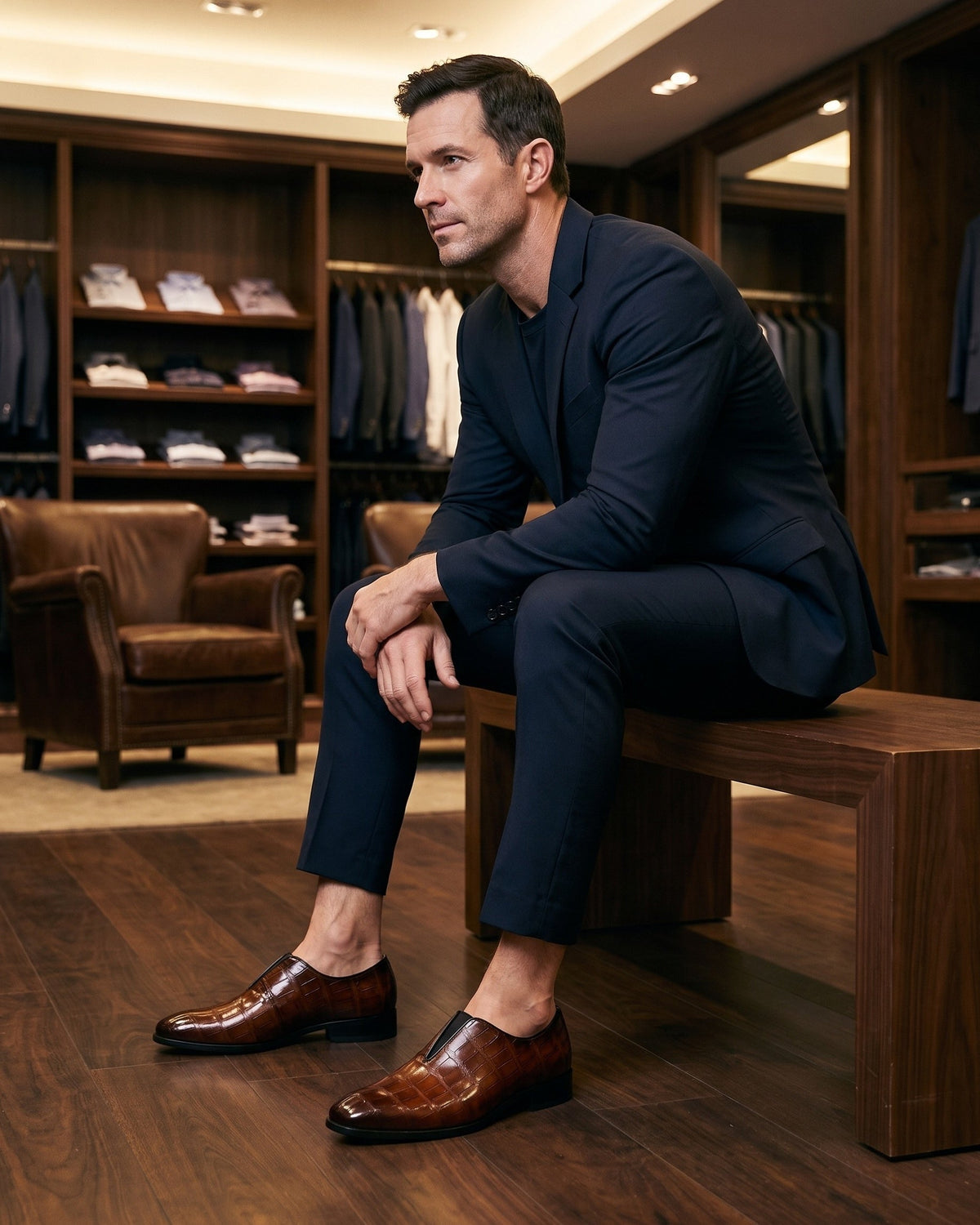 Raffin | Elegant Croc Texture Slip On Shoes