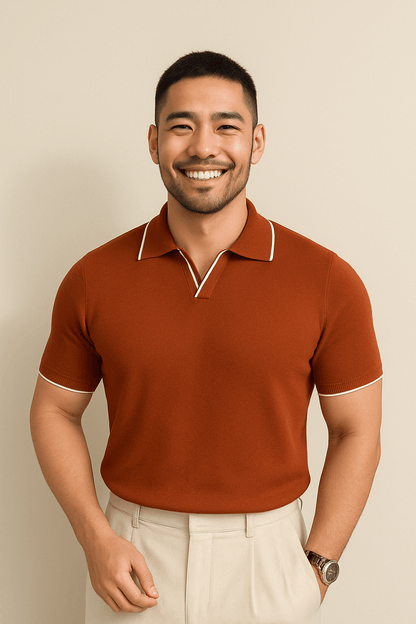 Tavion | Contrast Trim Polo Knit Shirt