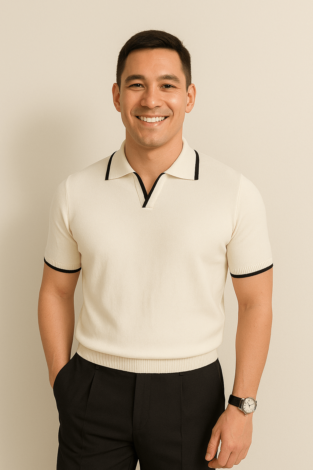 Tavion | Contrast Trim Polo Knit Shirt