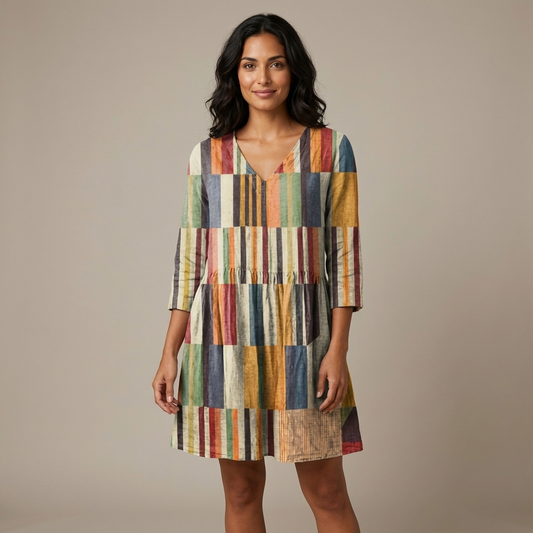 Cassiora | Artisan Stripe Midi Dress
