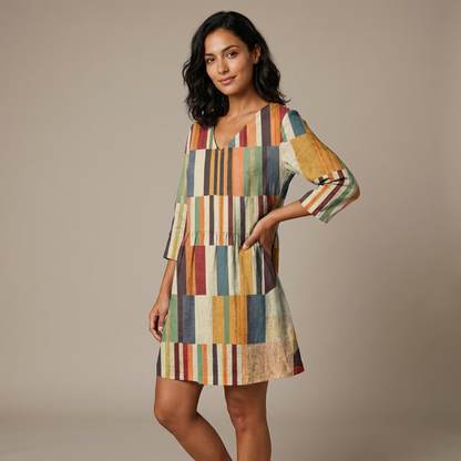 Cassiora | Artisan Stripe Midi Dress
