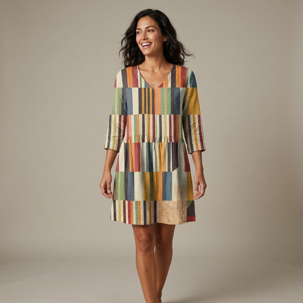 Cassiora | Artisan Stripe Midi Dress