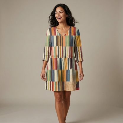 Cassiora | Artisan Stripe Midi Dress