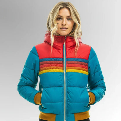 Fallon | Warm Striped Hooded Puffer Jacket
