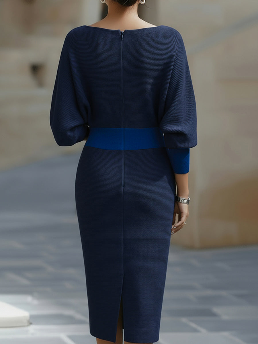 Elyvarra | Draped Sleeve Midi Knit Dress