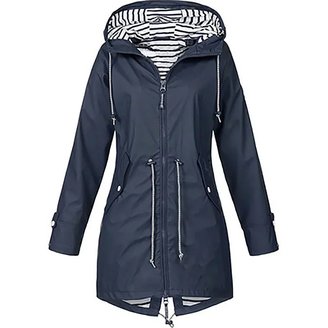 Delphine | Casual Striped Lined Raincoat