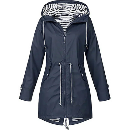 Delphine | Casual Striped Lined Raincoat