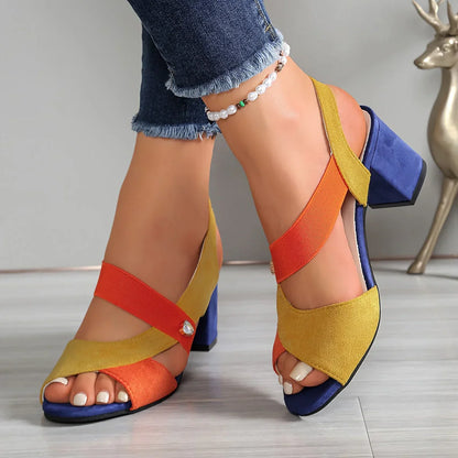 Zyvelle | Cross Strap Block Heel Sandals