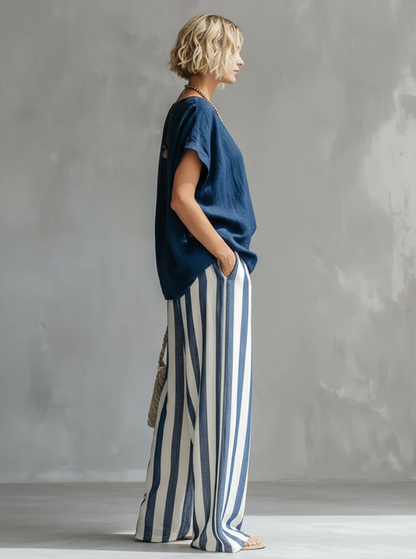 Brisella | Coastal Stripe Two Piece Set