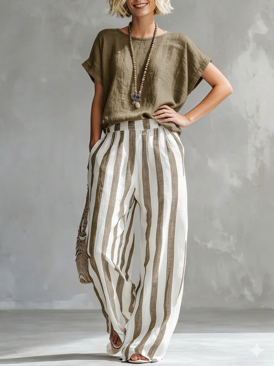 Brisella | Coastal Stripe Two Piece Set