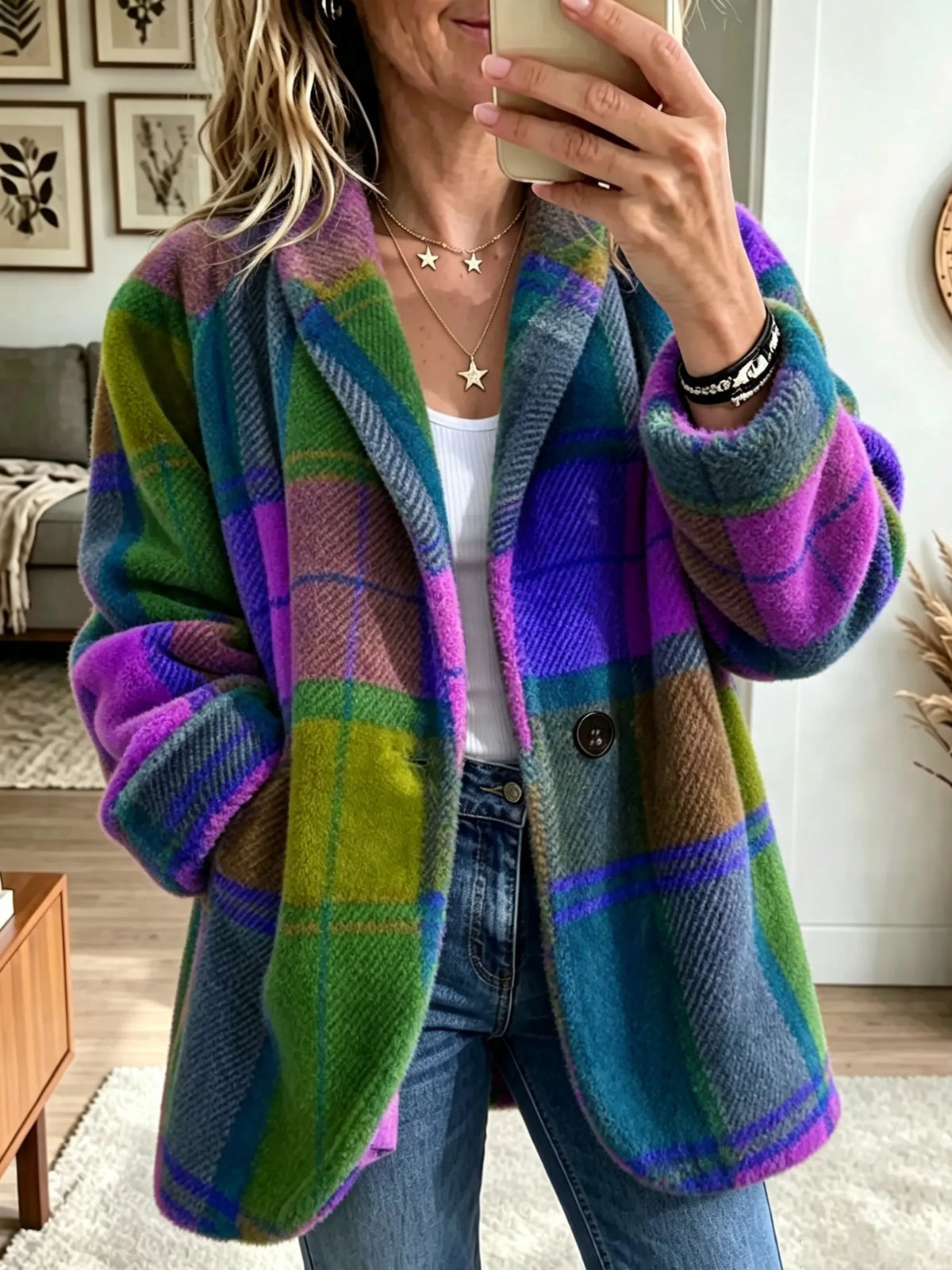 Dulcibella | Vibrant Plaid Pocket Jacket