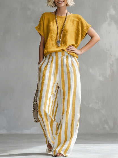 Brisella | Coastal Stripe Two Piece Set