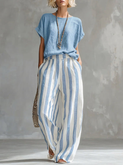 Brisella | Coastal Stripe Two Piece Set