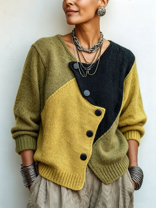 Pharessa | Asymmetric Colour Block Cardigan