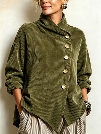 Greerly | Relaxed High Collar Corduroy Jacket