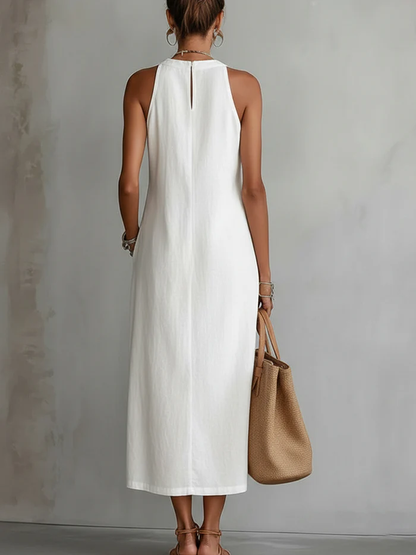 Maylinn | Relaxed Sleeveless Linen Midi Dress