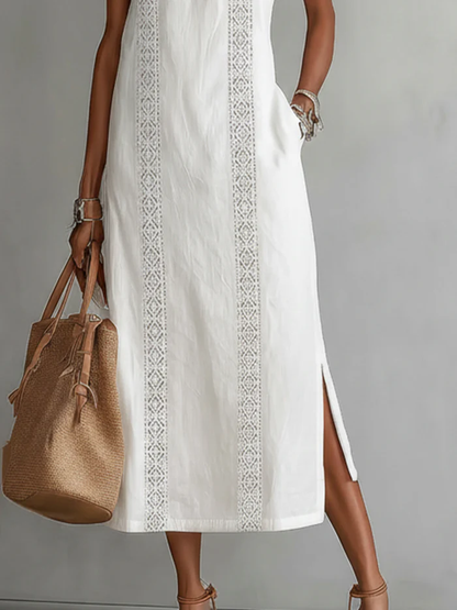 Maylinn | Relaxed Sleeveless Linen Midi Dress