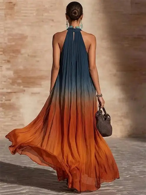 Soleia | Flowing Ombre Halter Maxi Dress