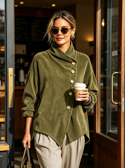 Greerly | Relaxed High Collar Corduroy Jacket